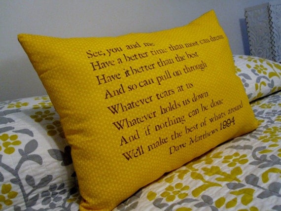 Customizeable Lyric Pillow, Dave Matthews- The Best of Whats Around
