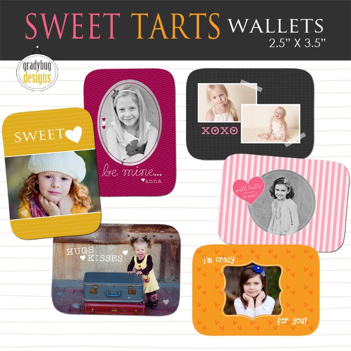 Sweet Tarts Wallets - Templates for Photographers- Valentines Day