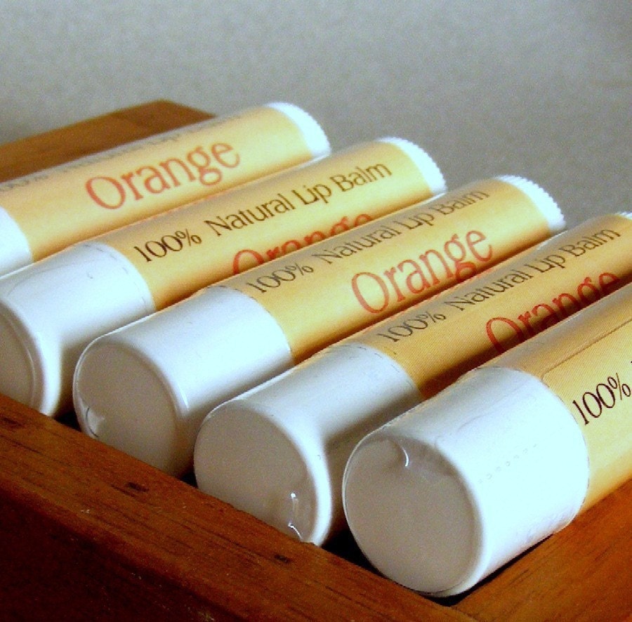 All Natural Orange Shea Butter Lip Balm, Beeswax Lip Treatment