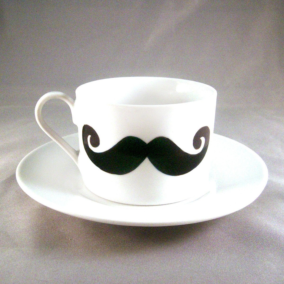 Geek Chic Dainty yet Distinguished Mustache Coffee Cup and Saucer