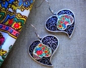 Portugal Folklore Scarf  in  Filigree Heart of Minho Earrings- Reversible