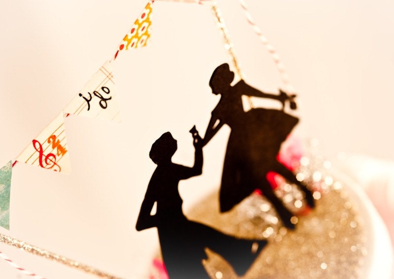 i do Bunting Silhouette Wedding Topper