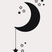 Crescent shaped moon with stars Vinyl Wall Decal