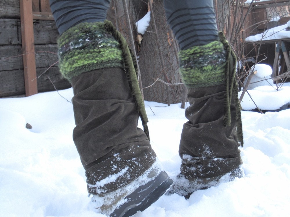 Extra Thick Apres Ski Leg Warmer Grounding Mossy Hues