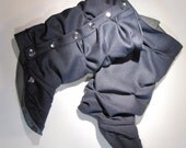 Pleated Leg Warmer Spats in Steel Blue with Side Snaps