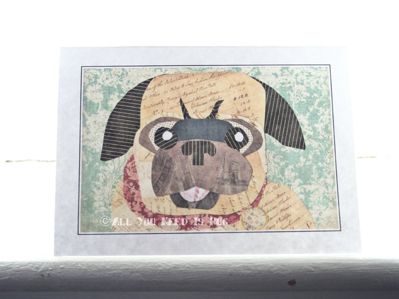 Pug Collage Cards - Set of 4