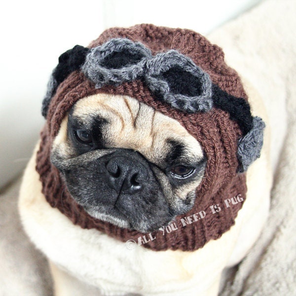 Dog Hat - Aviator Hat with Goggles- The Original Pug Hat