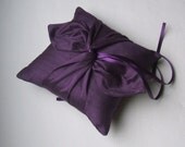 DUPIONI SILK Knottie Ring Bearer Pillow...You Choose the Silk Colors....Buy One Get One Half Off...shown in deep eggplant purple