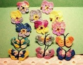 Handmade Pin, brooch, butterflies, pansies, variety of colors, pin for clothing.
