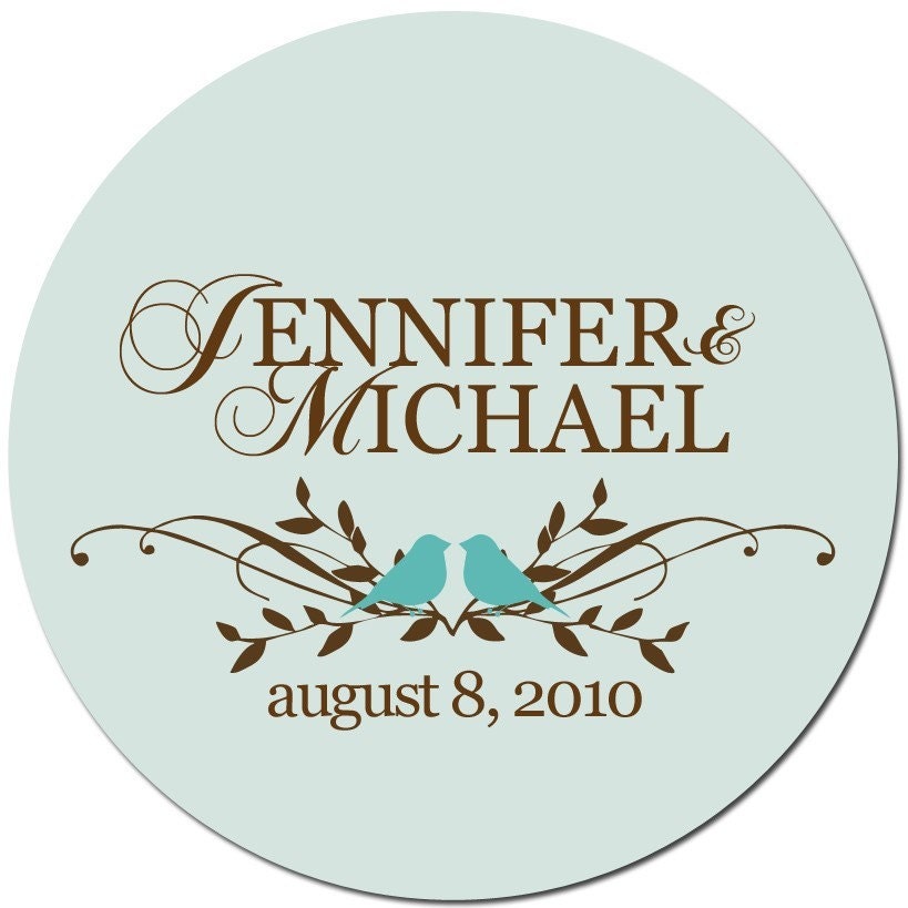 Set of Custom Wedding Stickers   -  Two Little (CLASSIC) LOVEBIRDS