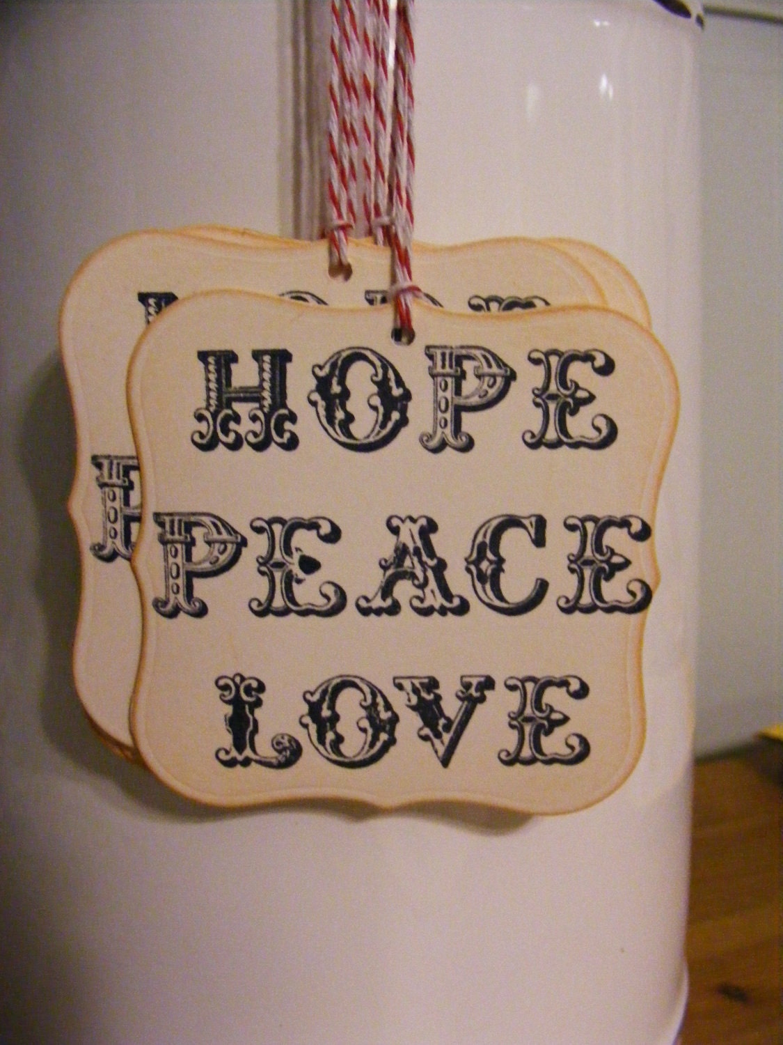 Gift Tags Labels Vintage Style Handmade Hope Peace Love Holiday  Set of 5 quick shipping
