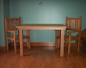 Children's handmade solid oak table and 2 chairs set - Early American