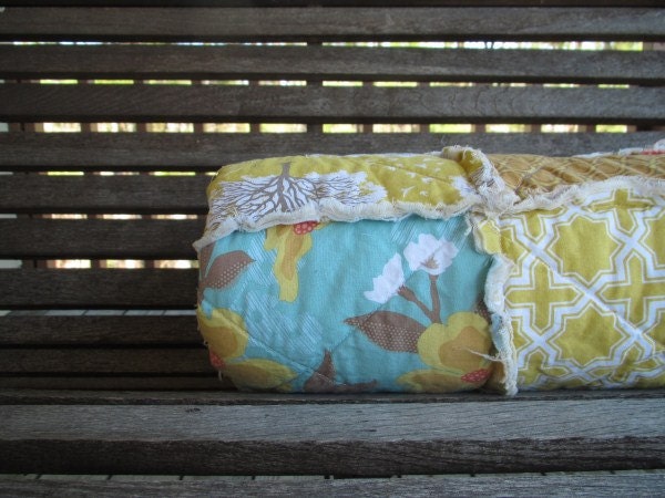 King Rag Quilt, Modern Meadow in sunglow, ALL NATURAL, fresh modern handmade bedding