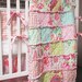 Rag Crib Quilt, Pink Love Mix, Girl, ALL NATURAL, fresh modern handmade baby