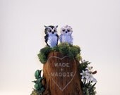 Large Wedding Cake Topper Decoration Keepsake - Woodland Owls and Lilies - Wade and Maggie