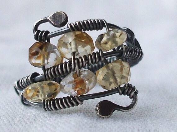 Honey Mead  wire wrap citrine ring -SALE-