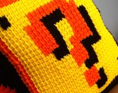 NES - Question Block and Coin Pillow - Tunisian Crochet