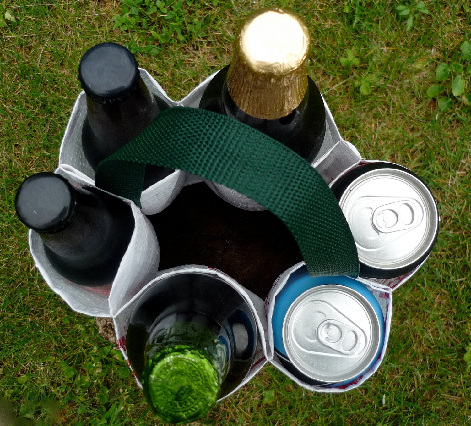 Recycled 6 Pack Carrier or A Round of Beer (STANDARD BOTTLE SIZE)