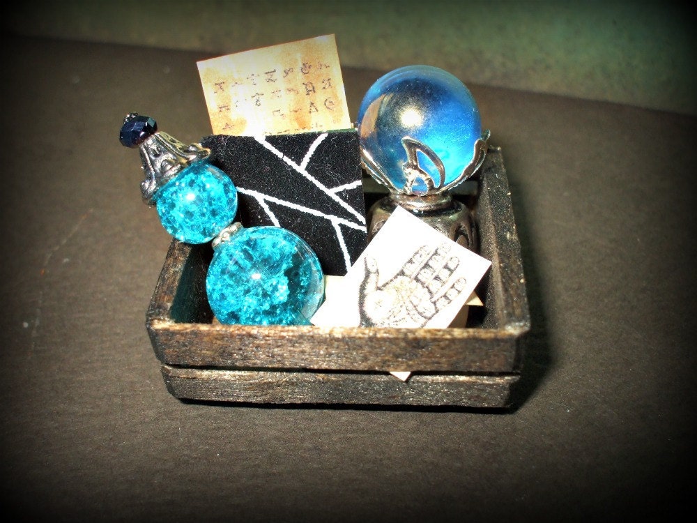 Gothic Witch aged spell crate dollhouse miniature OOAK Halloween