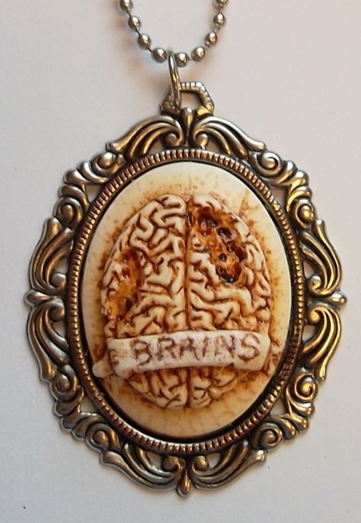 Zombie Jewelry Eaten Brain Cameo necklace / pendant
