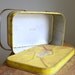 Vintage 1950s Metal Nesco Picnic Basket .. Yellow and Black Plaid