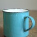 Vintage Turquoise Enamelware Camping Mugs .. Set of Two