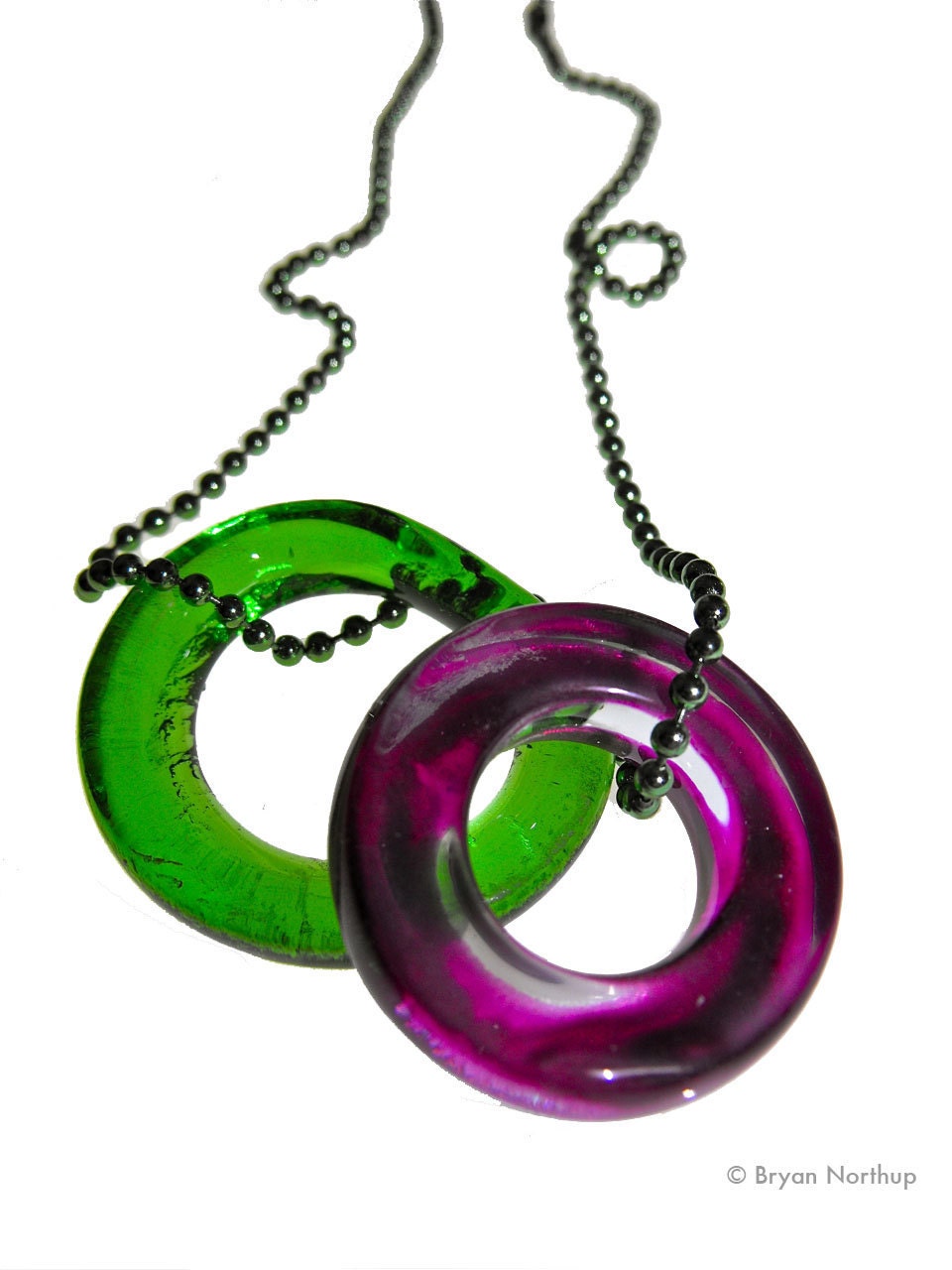 Simply Upcycled Glass Pendant Necklace - Double Ring