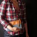 the 9-inch ZIPPER pouch. railroad denim and eco leather.
