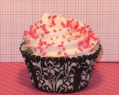 Black Damask Cupcake Liners   (40)
