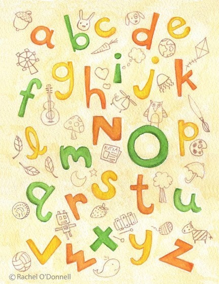 Nursery Art, Alphabet Soup Print