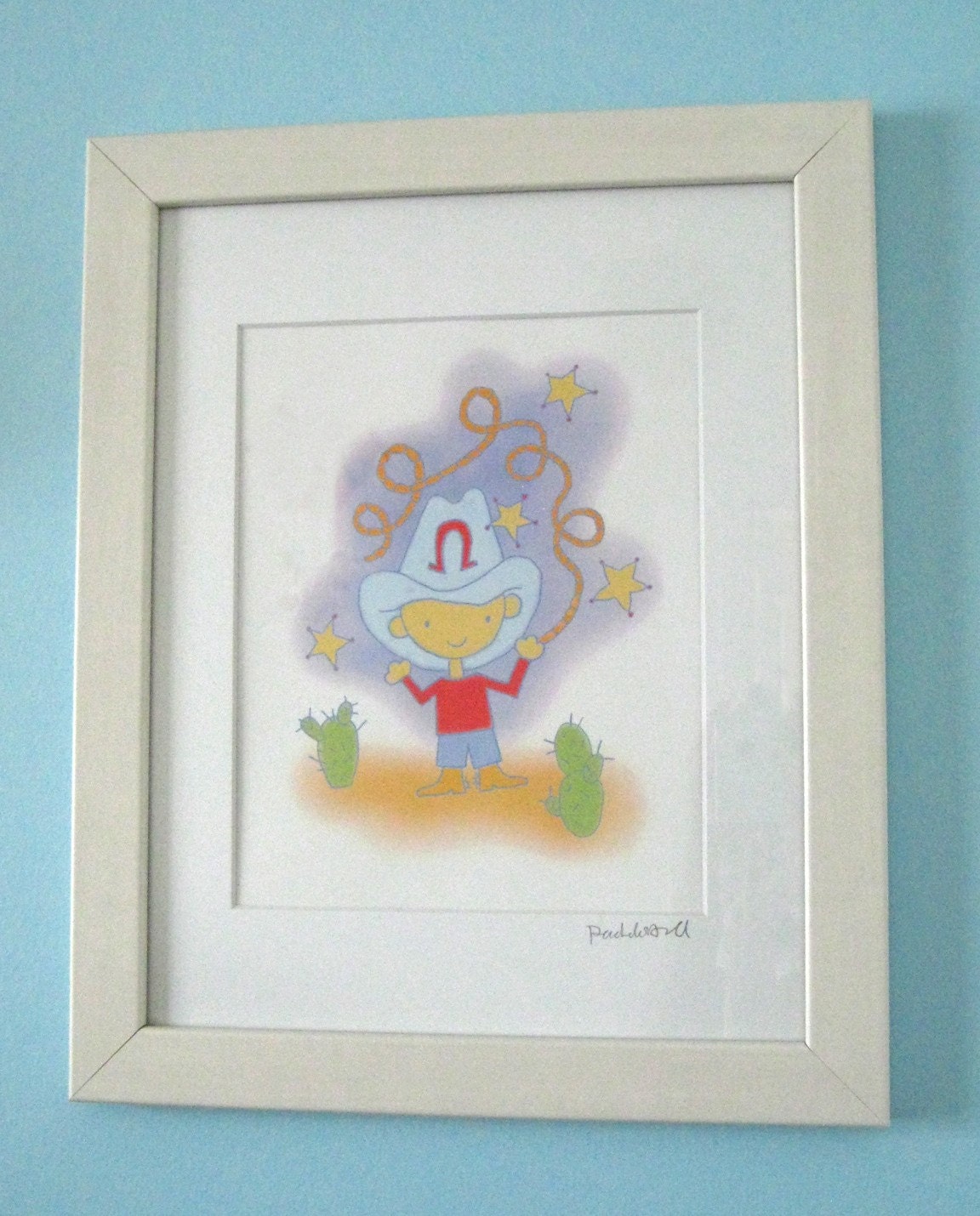 Framed Art Print for Boys, The Little Cowboy