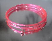 Pink Wire Wrapped Coil Bracelet