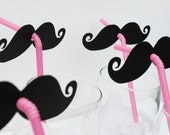 Mustache and Pink Straw  Photo Prop. Candy Bar. Wedding Photo Prop - Set of Four