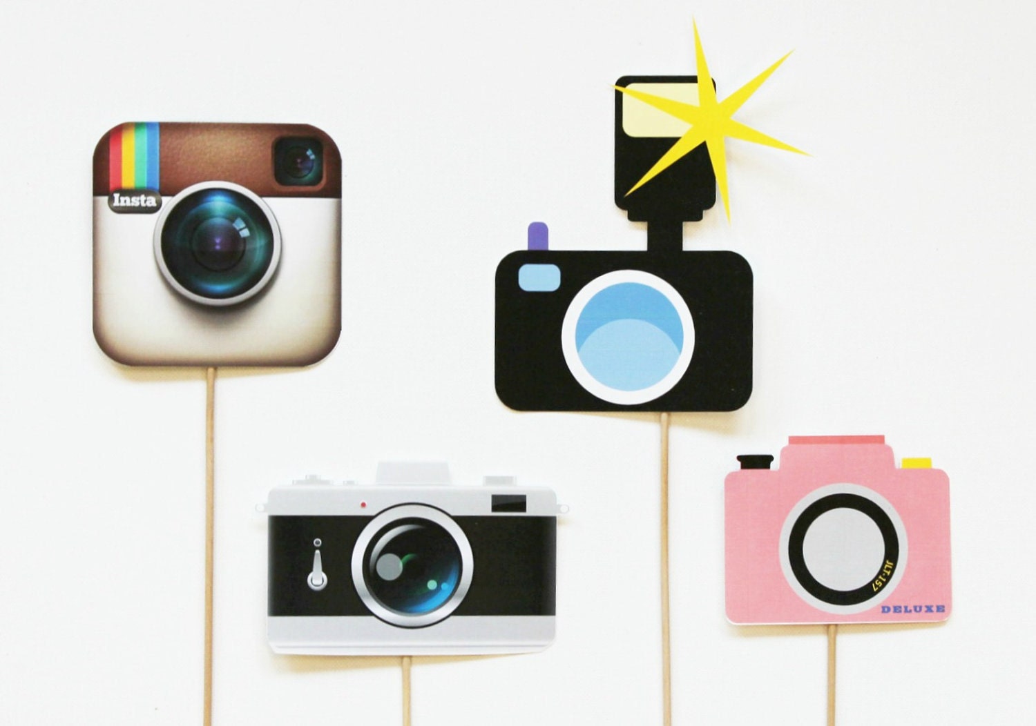 Photo Booth Prop Set - Birthdays, Weddings, Parties - Camera Instagram Photobooth Props
