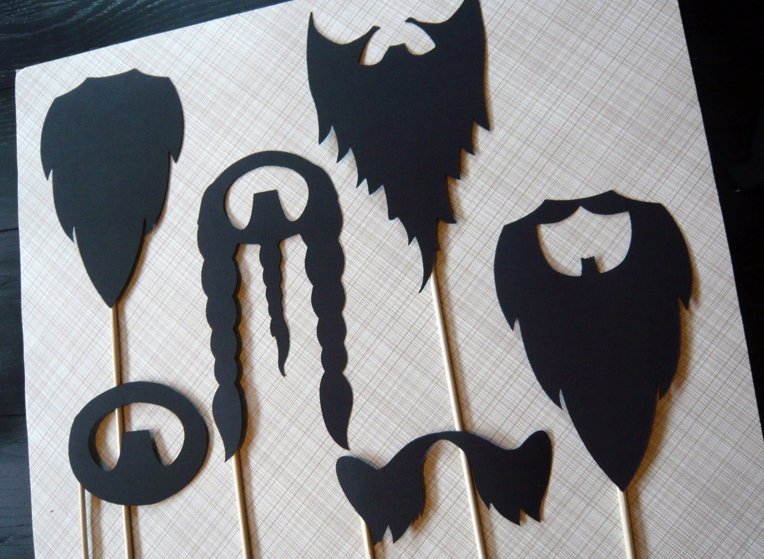 Photobooth Props. Photo Props. Beard Me - Set of Six Beards on a Stick