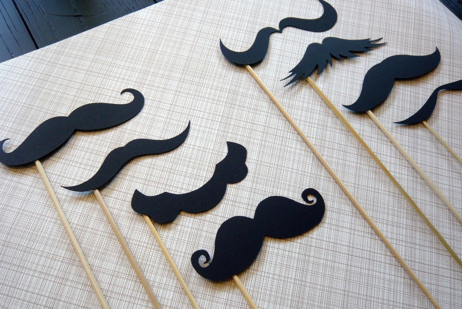 Moustache on a Stick. Photo Booth Props. Wedding Photos.  Set of Eight Mustaches