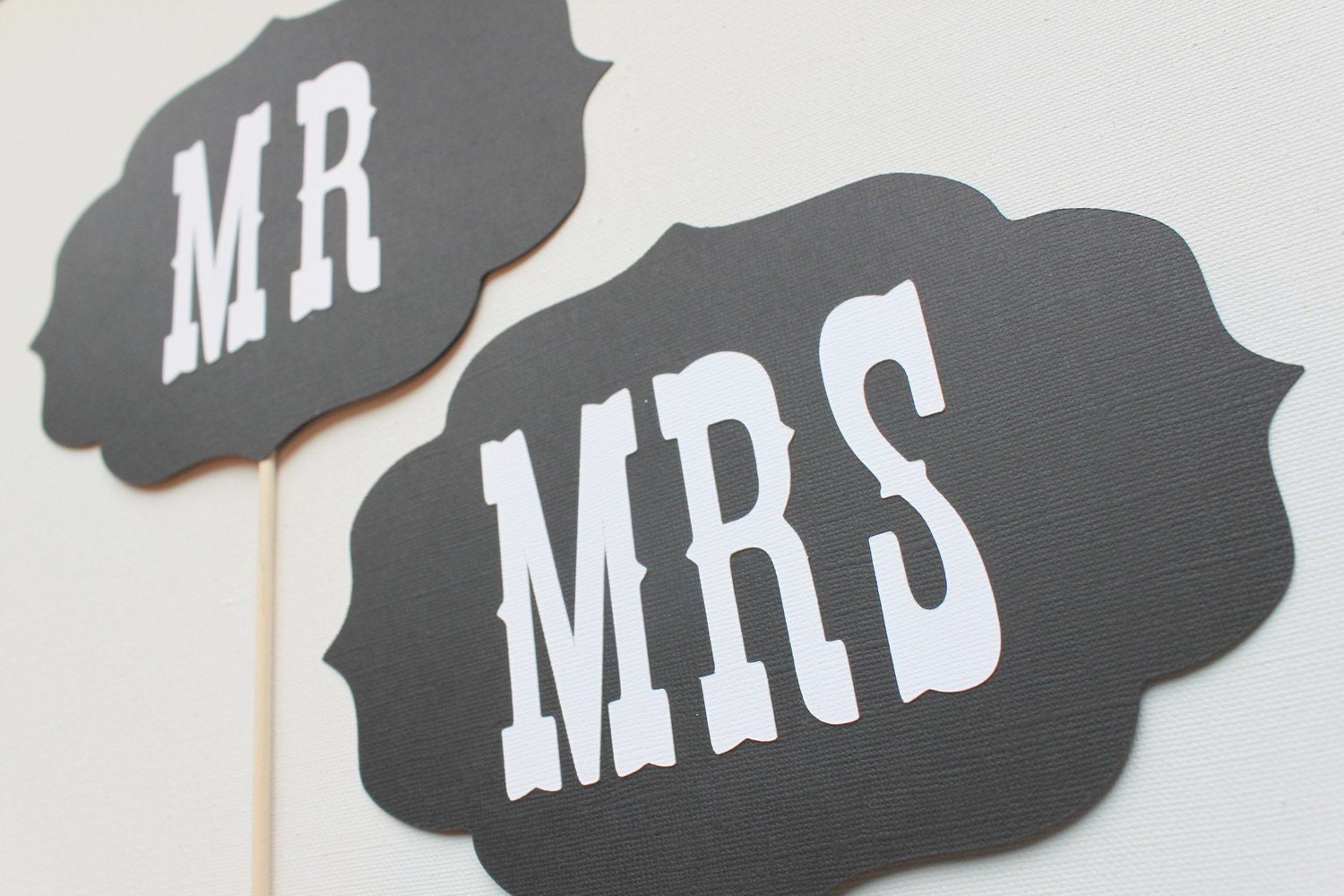 Mr and Mrs Wedding Signs - Grey and White