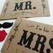 Wedding Photo Prop. Photo Booth Prop. Mustache on a Stick. Thank You and Mr. and Mrs. Kraft Double Sided Paddle Signs . Fan