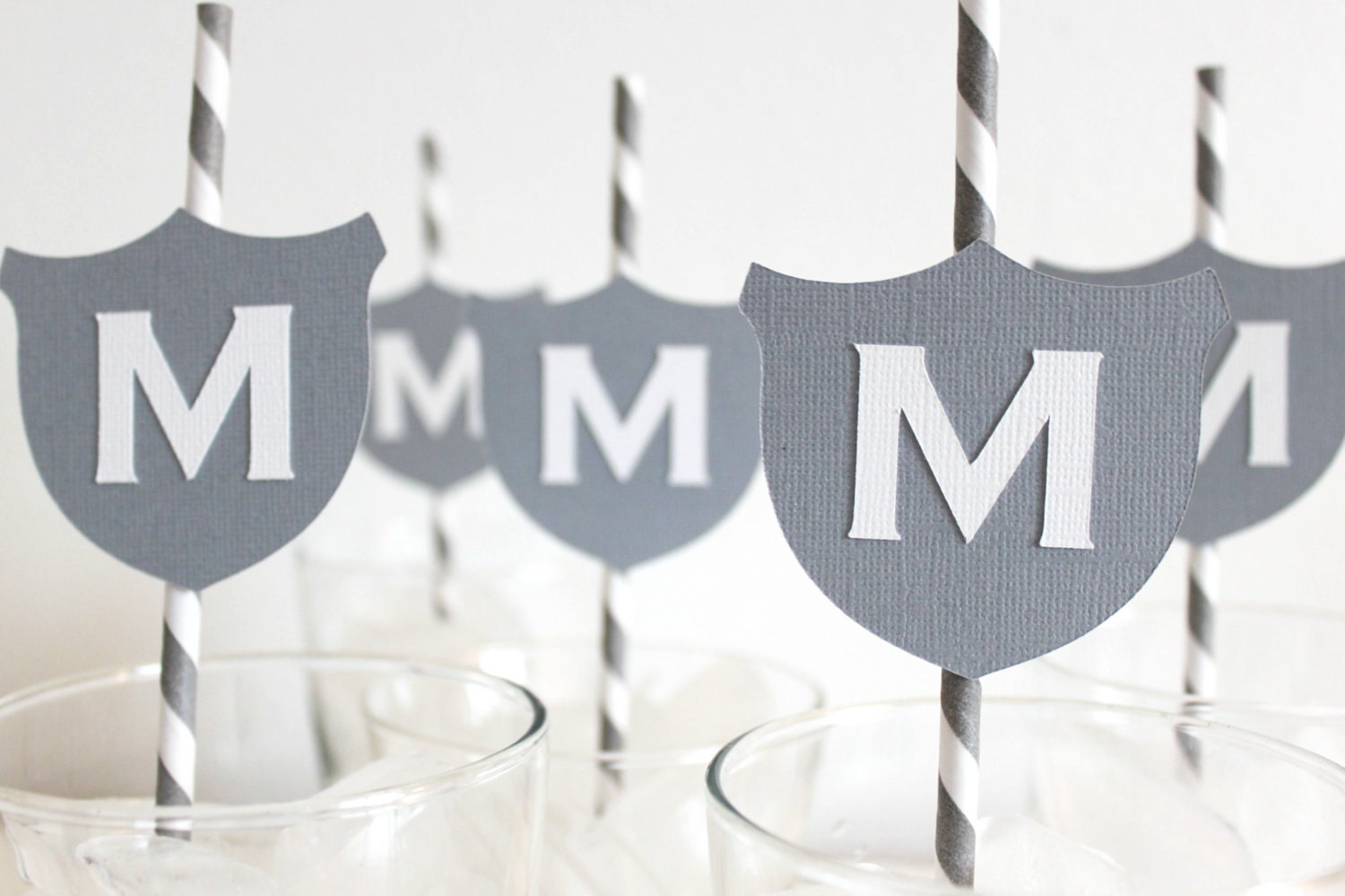 Party Decor. Wedding Monogram. Custom Wedding Favor. Paper Straw. Birthday Party - Setr of Six