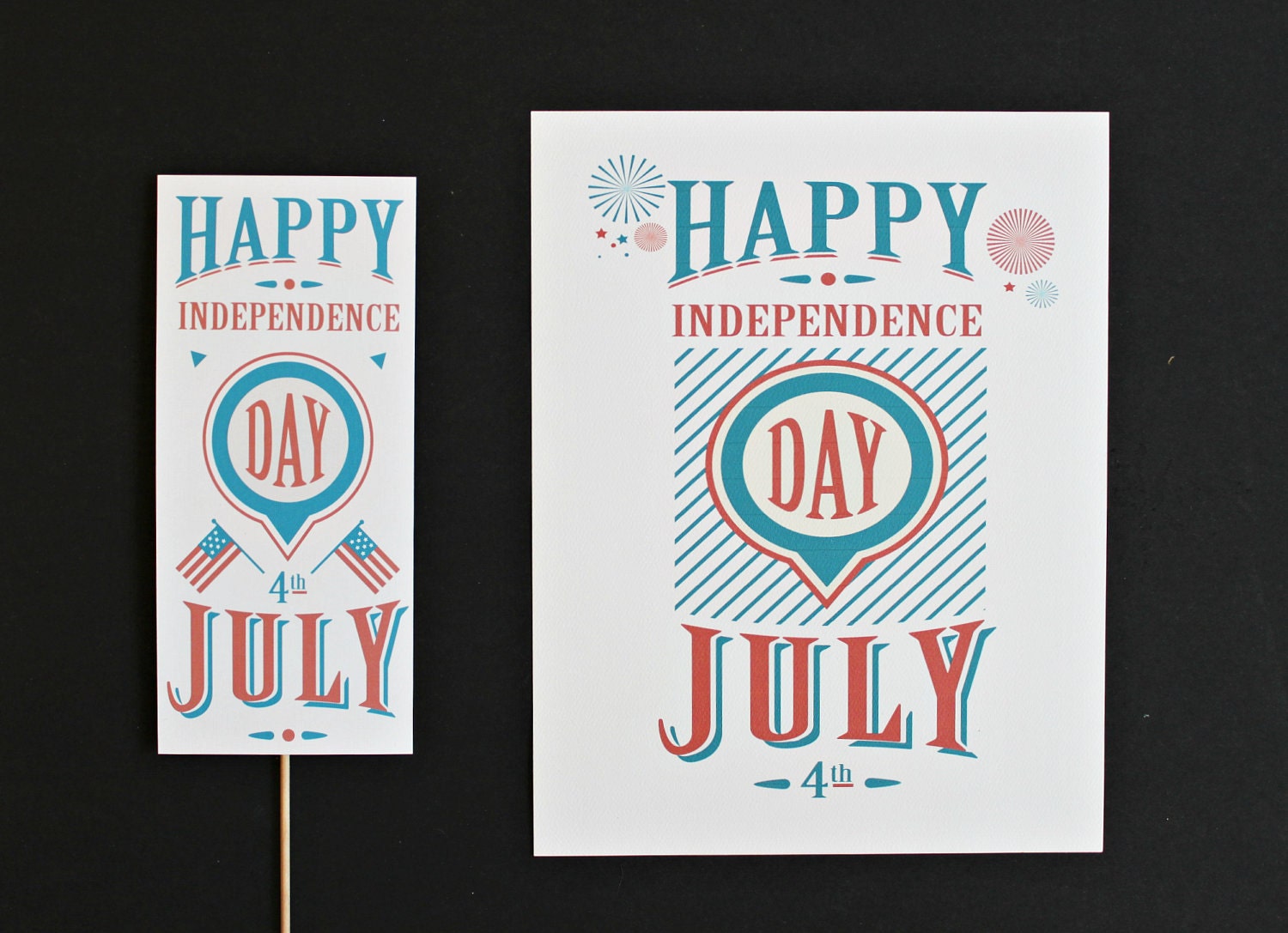 Vintage 4th of July Photobooth Props. Photo Props. Fourth of July Decorations