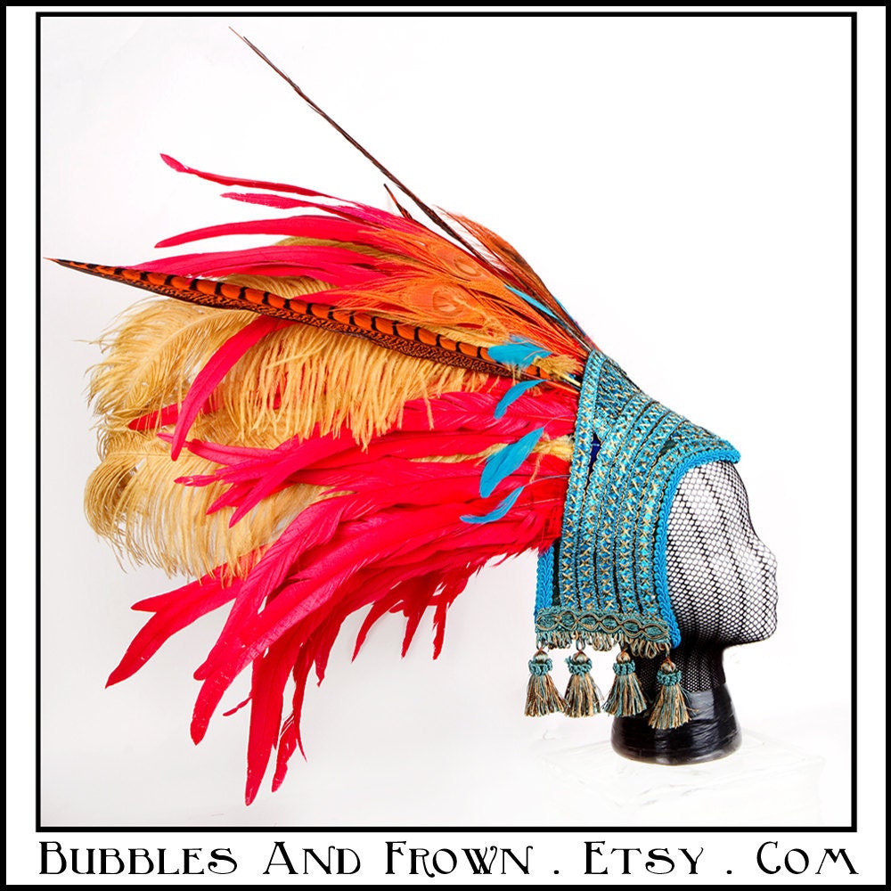 FIRE ELEMENT... Fire Themed Feather Headdress