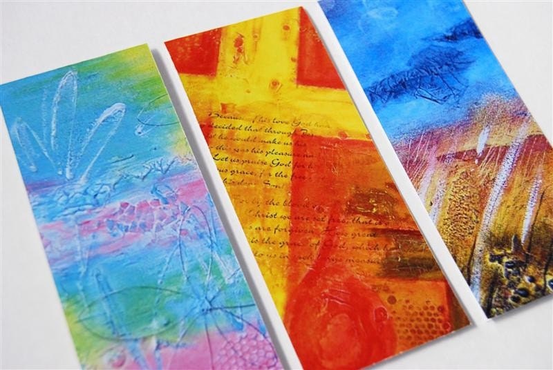 Three magnetic flip bookmarks with fine art prints - stocking filler - teachers gift