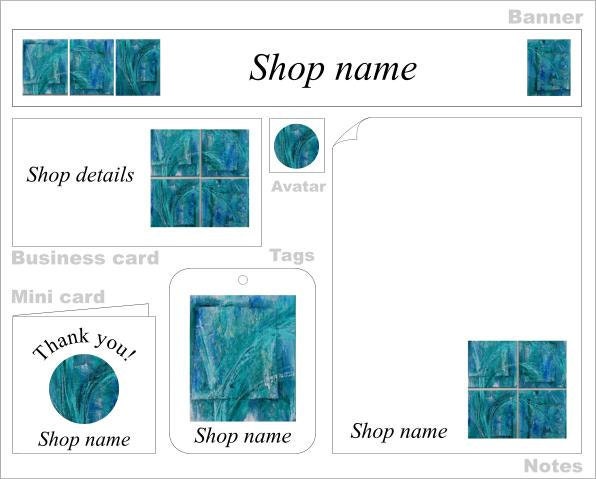Custom stationery package - digital printable - banner - avatar - business card - tags - notes - mini card