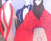 Very Art Deco Erte Style Dancing Couples Design 1970s Poly Shirt 