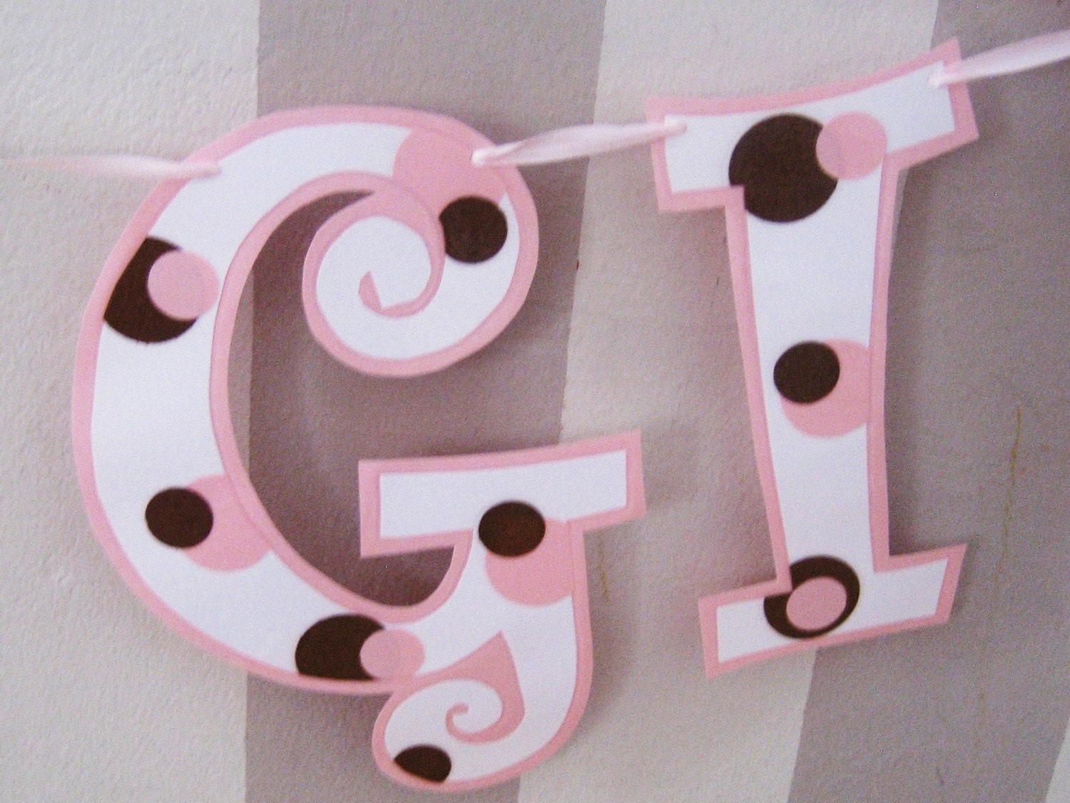 ITS A GIRL Banner - Whimsy with Pink and Brown Ice Cream Sundae Polka Dots Il_570xn