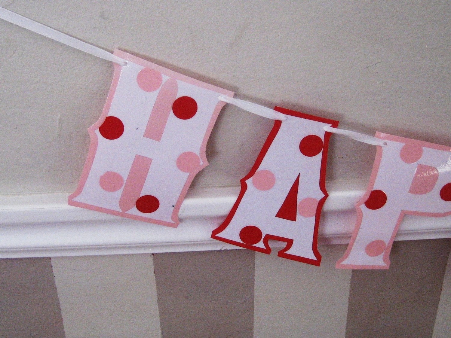 HaPPY BiRTHDAY Banner - PiNK and ReD Valentine PoLKA DoTS Il_570xn