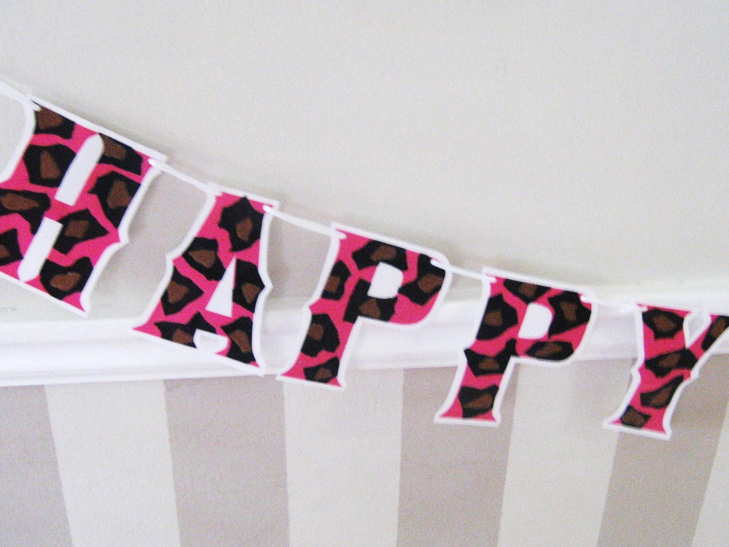 HaPPY BiRTHDAY Banner - Hot Pink Cheetah or LEoPARD PRiNT