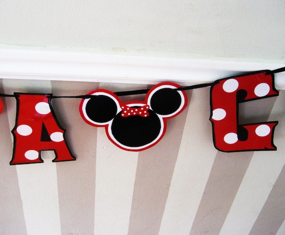 Minnie or Mickey iTS A GiRL Banner - Baby Announcement - Red Polka Dots with 2 Spacers Il_570xn