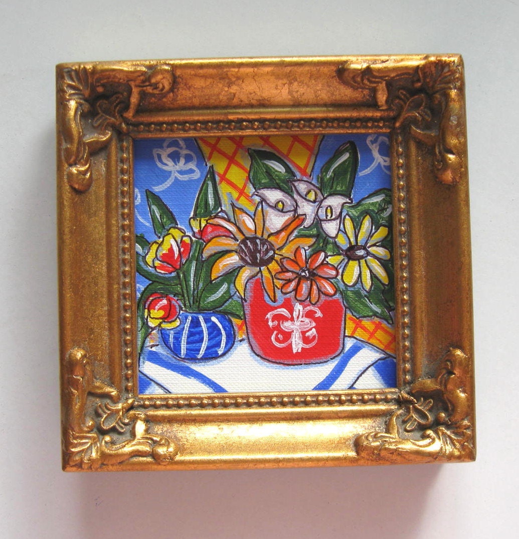 Floral Acrylic Still Life Painting Miniature