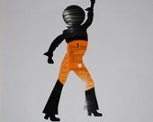DISCO DANCER silhouette made from vinyl record album -Hair